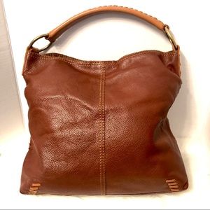 Lucky Brand Brown Leather Whipstitch Hobo Handbag
